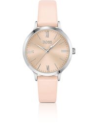 BOSS - Leather-strap Watch With Gold-tone Brushed Dial Women's Watches - Lyst