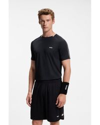 BOSS - Active Slim-Fit T-Shirt With Signature-Stripe Collar - Lyst