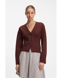 HUGO - Wool-Blend Cardigan With Logo Rivet - Lyst