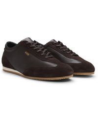 BOSS - Leather Trainers With Suede Trims - Lyst