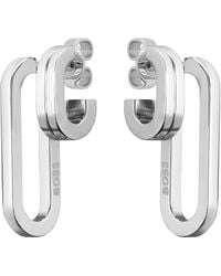 BOSS - Ohrringe mit polierten Gliedern und Edelstahl-Verschluss - Lyst