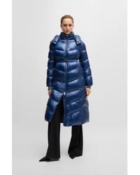 BOSS - Water-Repellent Puffer Jacket With Logo Belt - Lyst