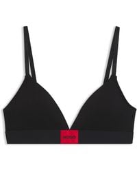 HUGO - Stretch-Cotton Triangle Bra With Logo - Lyst