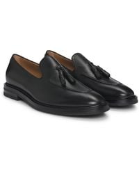 BOSS - Italian Leather Loafers With Tassel Trim - Lyst