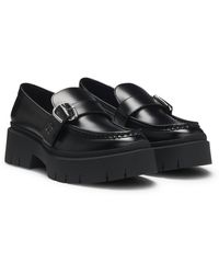 HUGO - Mocassins En Cuir Avec Bride À Boucle - Lyst