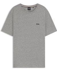 BOSS - T-Shirt Aus Stretch-Baumwolle Mit Logo-Stickerei - Lyst