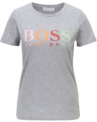 BOSS by HUGO BOSS Slim-fit T-shirt In Organic Cotton With Logo Print - Metallic