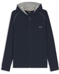 BOSS - Hoodie Aus Stretch-Baumwolle Mit Reißverschluss Und Logo-Stickerei - Lyst