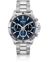BOSS - Blue-dial Chronograph Watch With Link Bracelet - Lyst