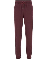 BOSS Cuffed Loungewear Trousers In Double-faced Melange Fabric - Red