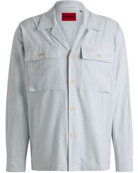 HUGO - Oversized Overshirt Aus Oxford-Baumwoll-Mix Mit Streifen-Muster - Lyst