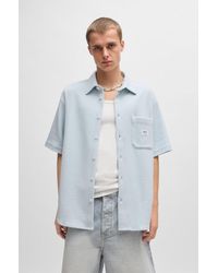 HUGO - Light Blue Men's Casual Shirts Size M - Lyst