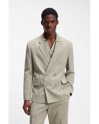 HUGO - Modern-Fit Jacket With Herringbone Weave - Lyst