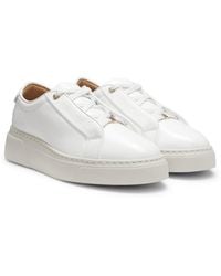 BOSS - Leather Trainers With Inner Wedge - Lyst
