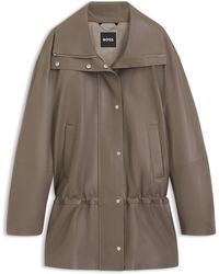 BOSS - Chaqueta Estilo Parka En Piel - Lyst