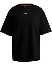 BOSS - T-Shirt aus Stretch-Baumwolle mit Logo-Details - Lyst