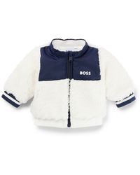BOSS - Baby Faux-shearling Zip-up Jacket With Logo Print - Lyst