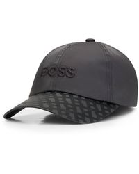 BOSS - Satin Cap With Embroidered Logo And Monogram Visor - Lyst