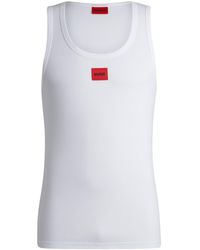 HUGO - Regular-fit Vest In Stretch Fabric With Red Logo - Lyst