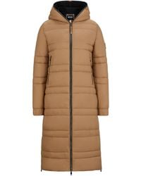 BOSS - Equestrian Long Puffer Jacket With Side Zips - Lyst