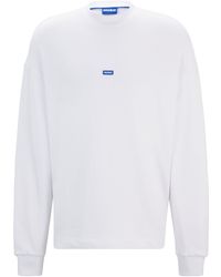 HUGO - Sweatshirt Van Katoenen Badstof Met Blauw Logolabel - Lyst