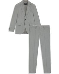 BOSS - Regular-Fit Pak Met Krijtstrepen Van Scheerwol - Lyst