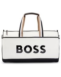 BOSS - Faux-leather Holdall With Contrast Logo - Lyst