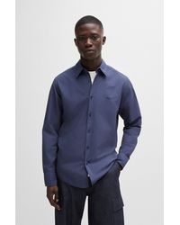 BOSS - Regular-fit Shirt In Cotton Poplin With Kent Collar - Lyst