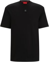 HUGO - Regular-fit T-shirt Van Interlocked Katoen Met Tweedelig Logo - Lyst