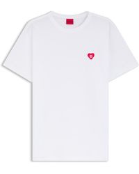 HUGO - T-Shirt Van Katoenen Jersey Met Hartlogo - Lyst