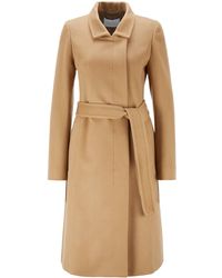 BOSS by HUGO BOSS Belted Coat In Italian Virgin Wool With Zibeline Finish - Brown