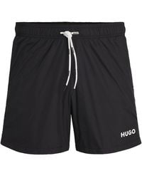 HUGO - Badeshorts Mit Durchgehendem Innenfutter Und Kontrast-Logo - Lyst