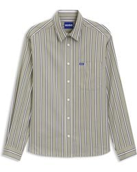 HUGO - Oversized-Fit Gestreept Overhemd Van Katoenen Popeline - Lyst