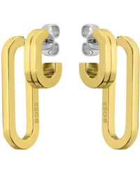 BOSS - Polished-link Earrings With Stainless-steel Posts - Lyst