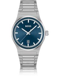 BOSS - Blue-dial Watch With Stainless-steel Link Bracelet - Lyst
