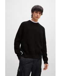 HUGO - Relaxed-fit Sweater With Knitted Structure And Crew Neckline - Lyst