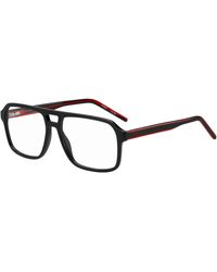 HUGO - Double-bridge Optical Frames In Black With Red Details - Lyst