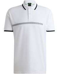 BOSS - Poloshirt aus Baumwoll-Mix mit Streifen und Logo - Lyst