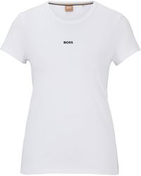 BOSS - Slim-Fit T-Shirt aus Bio-Baumwolle mit Kontrast-Logo - Lyst