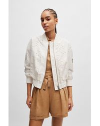 BOSS - Embroidered Bomber Jacket With Zipped Sleeve Pocket - Lyst