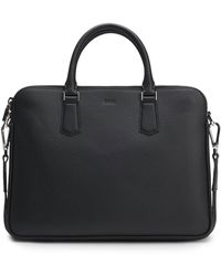 BOSS - Slanke Aktetas Van Italiaans Leer Met Reliëflogo - Lyst