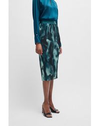 BOSS - Stretch-tulle Slim-fit Skirt With Seasonal Print - Lyst