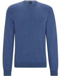 BOSS - Regular-Fit Pullover aus reiner Baumwolle mit gerippten Bündchen - Lyst