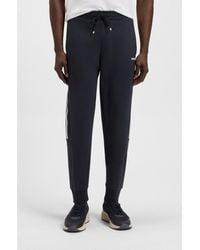 BOSS - Stretch-Cotton Tracksuit Bottoms With Stripe Insert - Lyst