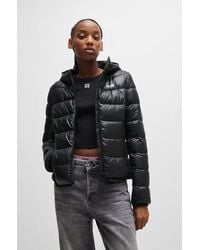 HUGO - Water-repellent Puffer Jacket With Logo Print - Lyst