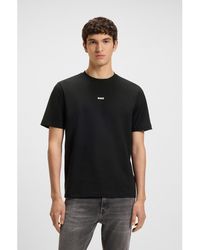 BOSS - Stretch-Cotton T-Shirt With Logo Print - Lyst
