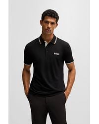 BOSS - Cotton-Blend Polo Shirt With Contrast Logos - Lyst