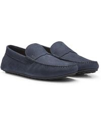 BOSS - Mocassins En Cuir Nubuck Avec Semelle À Picots - Lyst