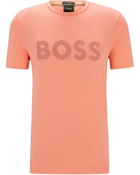 BOSS - T-Shirt aus Performance-Stretch-Gewebe mit dekorativem reflektierendem Logo - Lyst