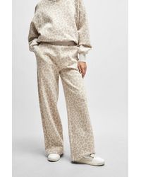 BOSS - Naomi X Cotton-blend Tracksuit Bottoms With Leopard Print - Lyst